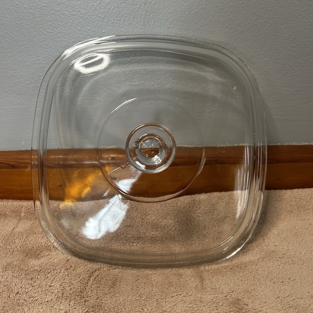 Vintage Replacement Glass Pyrex Lid 9.5" X 9.5" Square USA Made